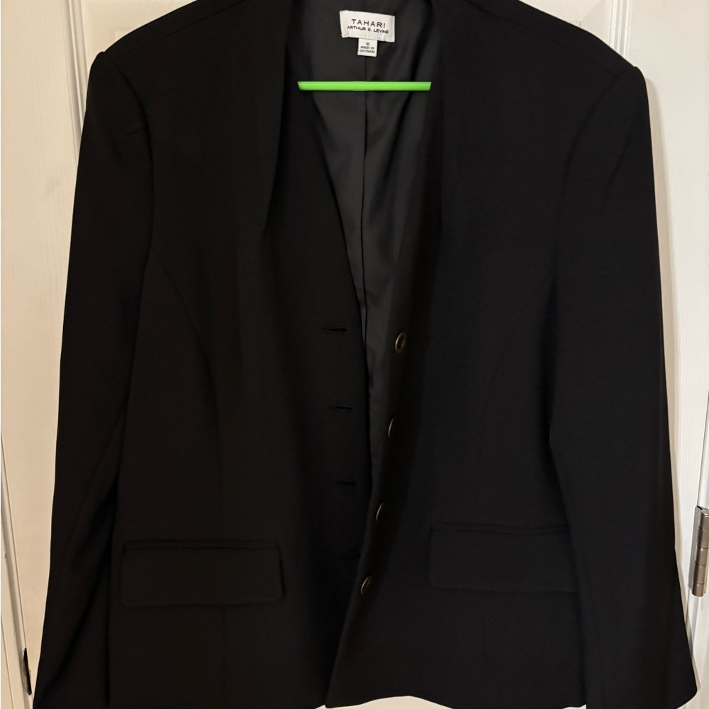 Tahari Black Blazer Classic Suit Jacket